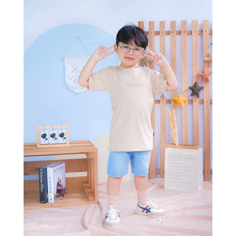 Lily And Clark Kaos Anak Unisex Warna Khaki KLC43