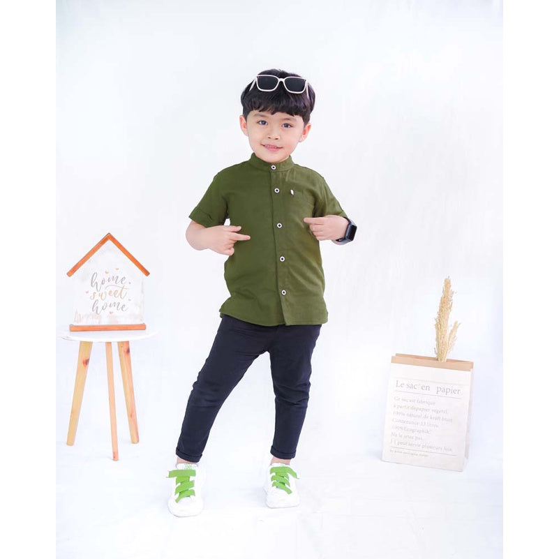 KEMEJA PENDEK ANAK LINEN KL03
