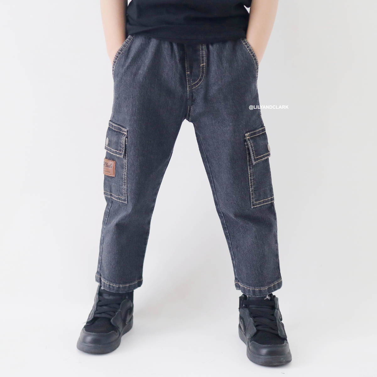 Lily And Clark Jeans Cargo Anak Warna Hitam CJL02