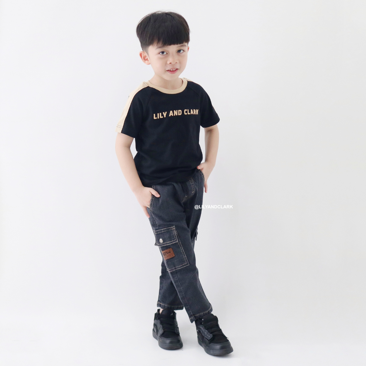 Lily And Clark Jeans Cargo Anak Warna Hitam CJL02
