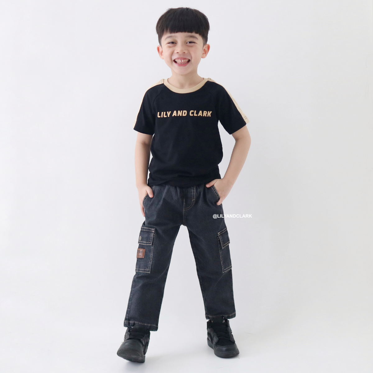 Lily And Clark Jeans Cargo Anak Warna Hitam CJL02
