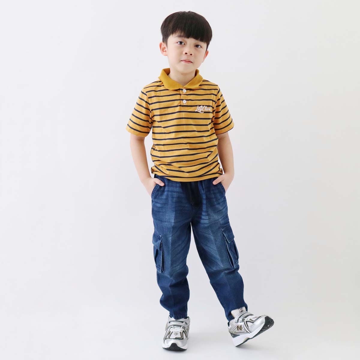Lily And Clark Kaos Polo Stripe Anak Warna Mustard- KPS04-MUSTARD