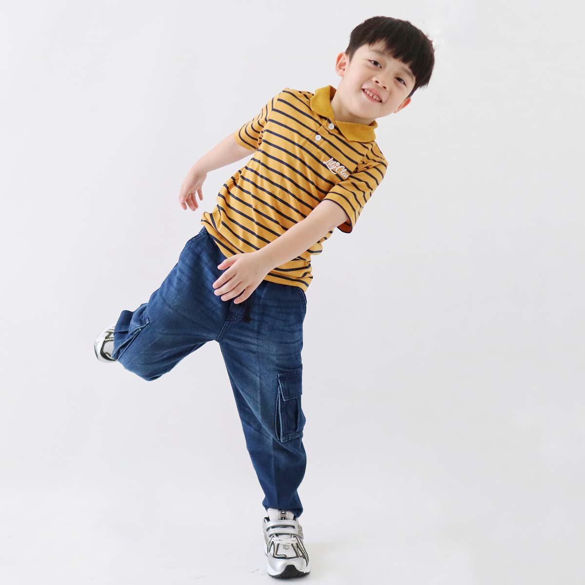Lily And Clark Kaos Polo Stripe Anak Warna Mustard- KPS04-MUSTARD