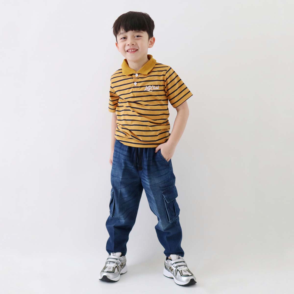 Lily And Clark Kaos Polo Stripe Anak Warna Mustard- KPS04-MUSTARD