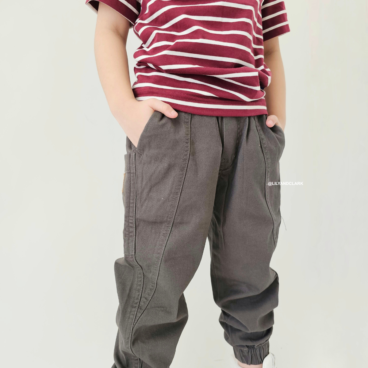 LILY AND CLARK CHINOS BAGGY PANTS JOGER CBJ03 GREY