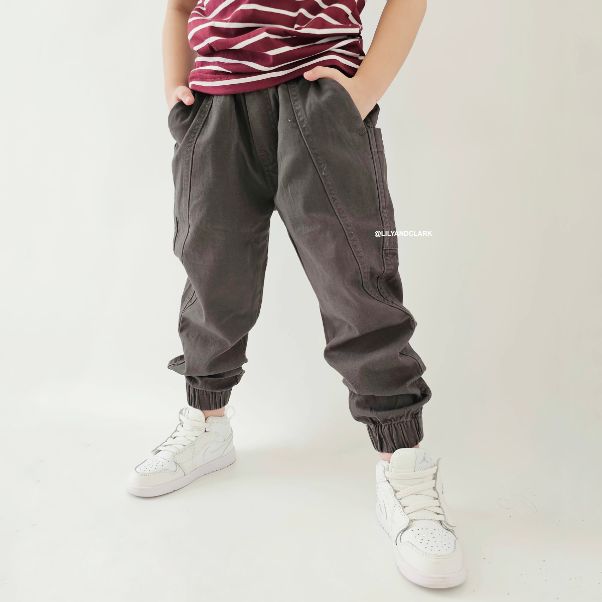 LILY AND CLARK CHINOS BAGGY PANTS JOGER CBJ03 GREY