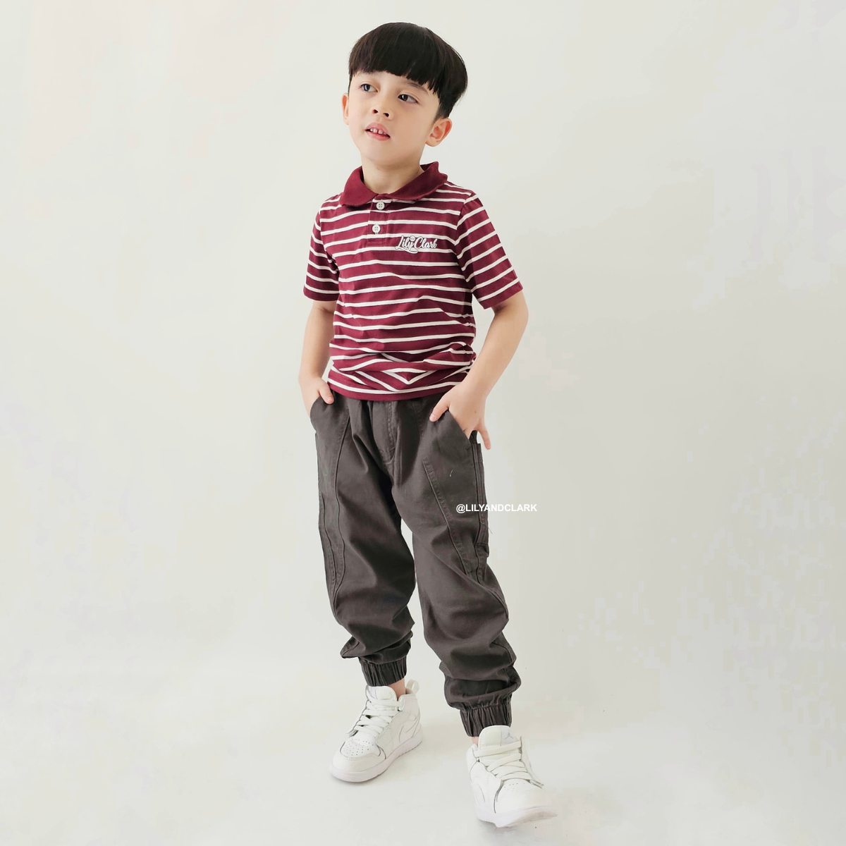 LILY AND CLARK CHINOS BAGGY PANTS JOGER CBJ03 GREY