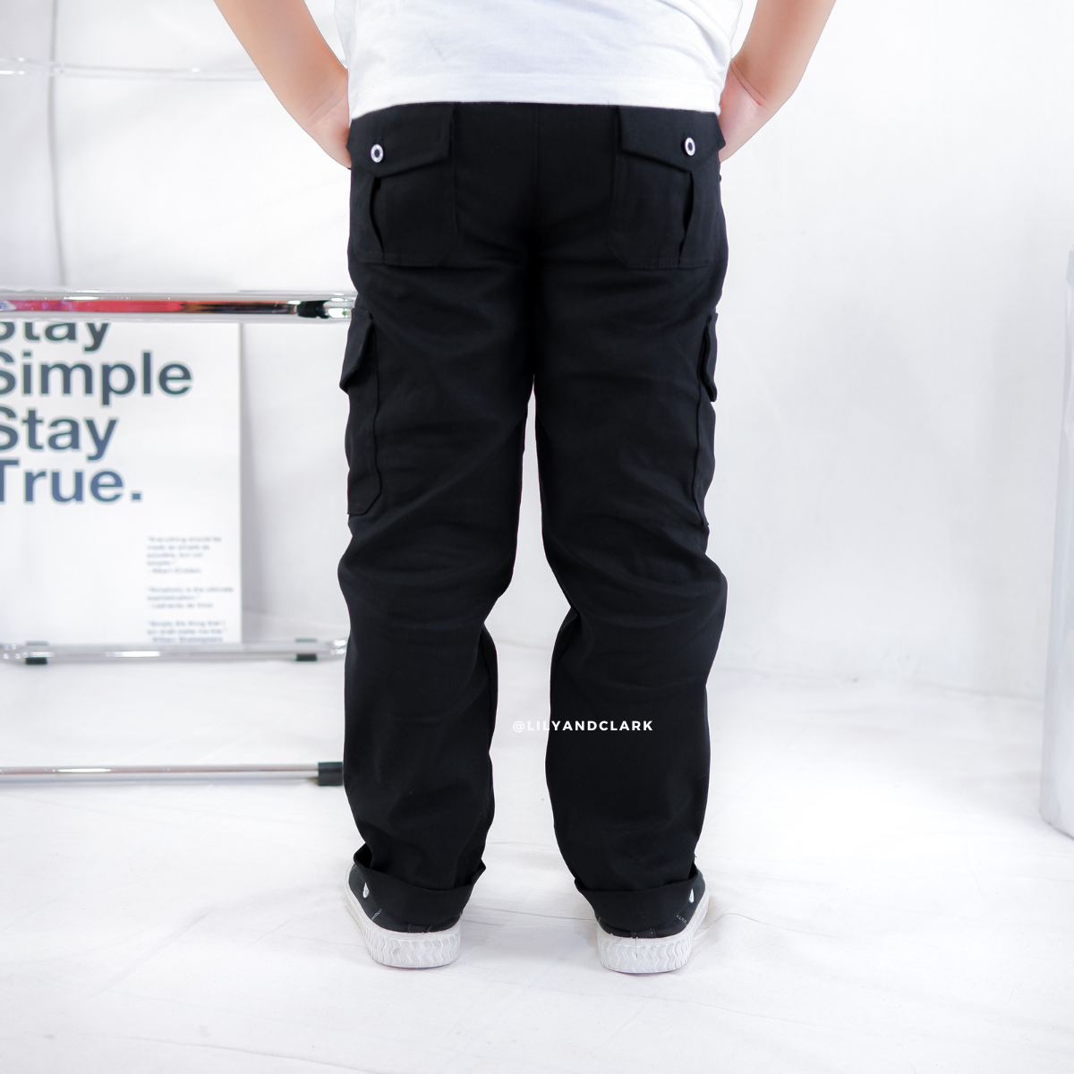 LILY AND CLARK Celana Chino Cargo Anak CG02-HITAM