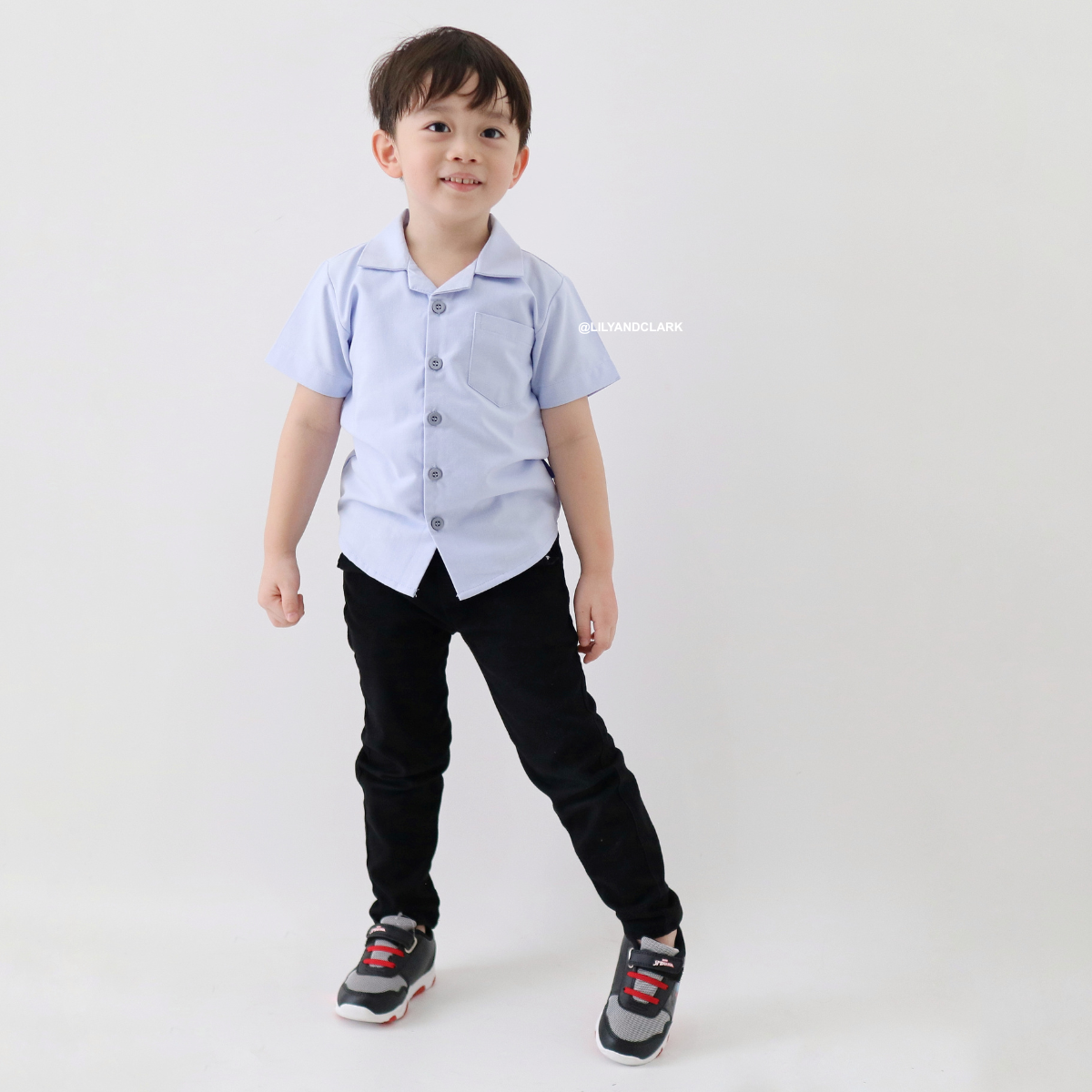 Lily And Clark KEMEJA PENDEK ANAK V2 KP20 BIRU OXFORD