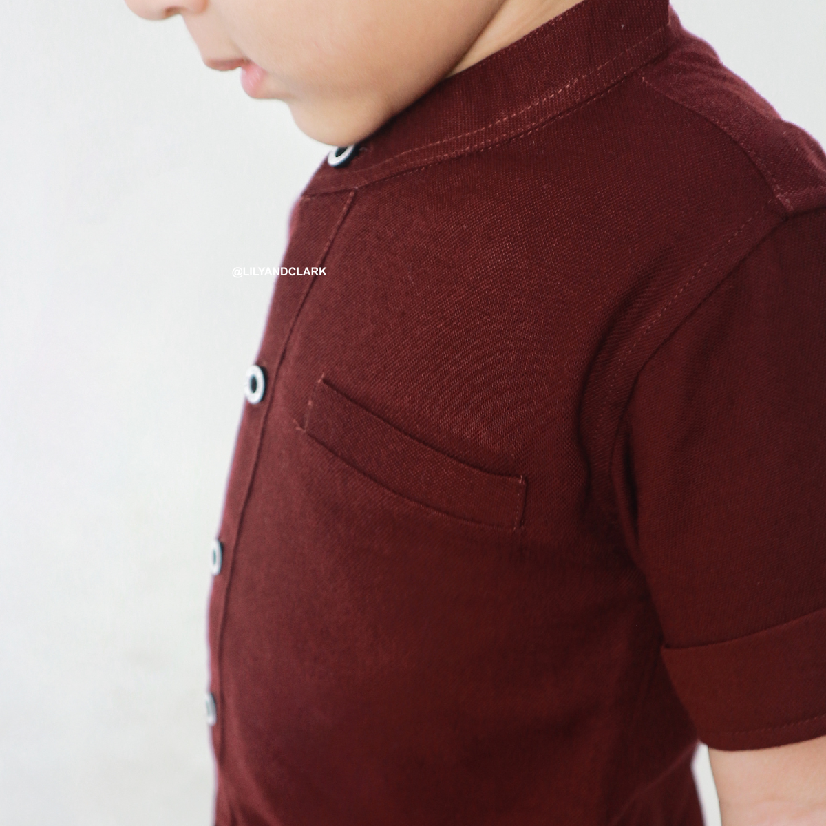 Lily And Clark Kemeja Pendek Anak Warna Maroon KL08