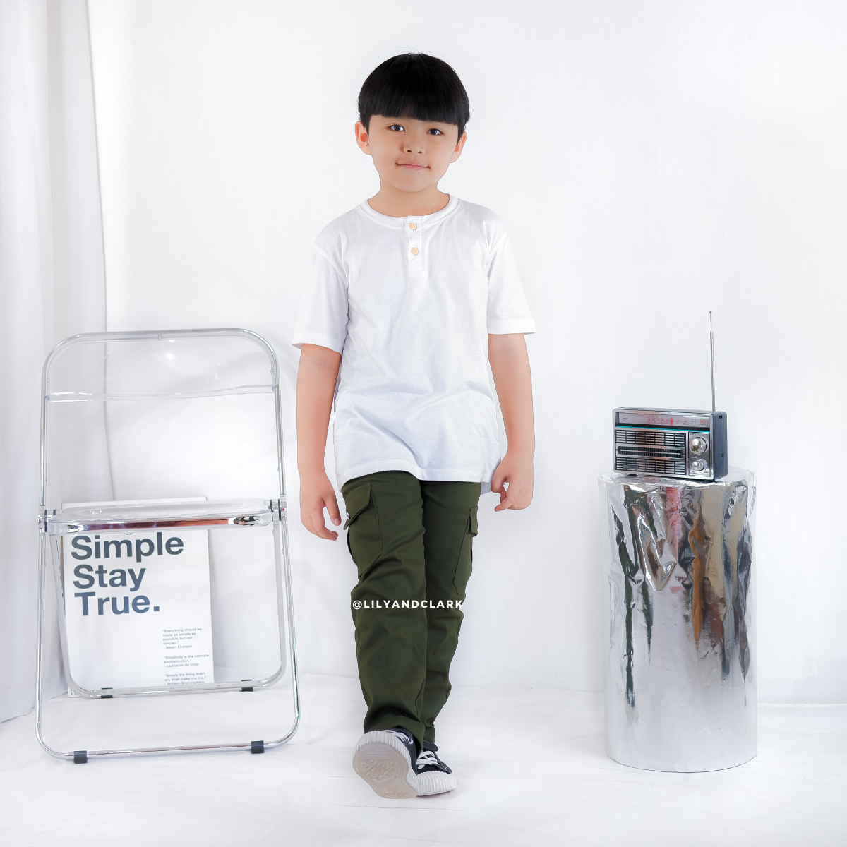 LILY AND CLARK Celana Chino Cargo Anak CG03-ARMY