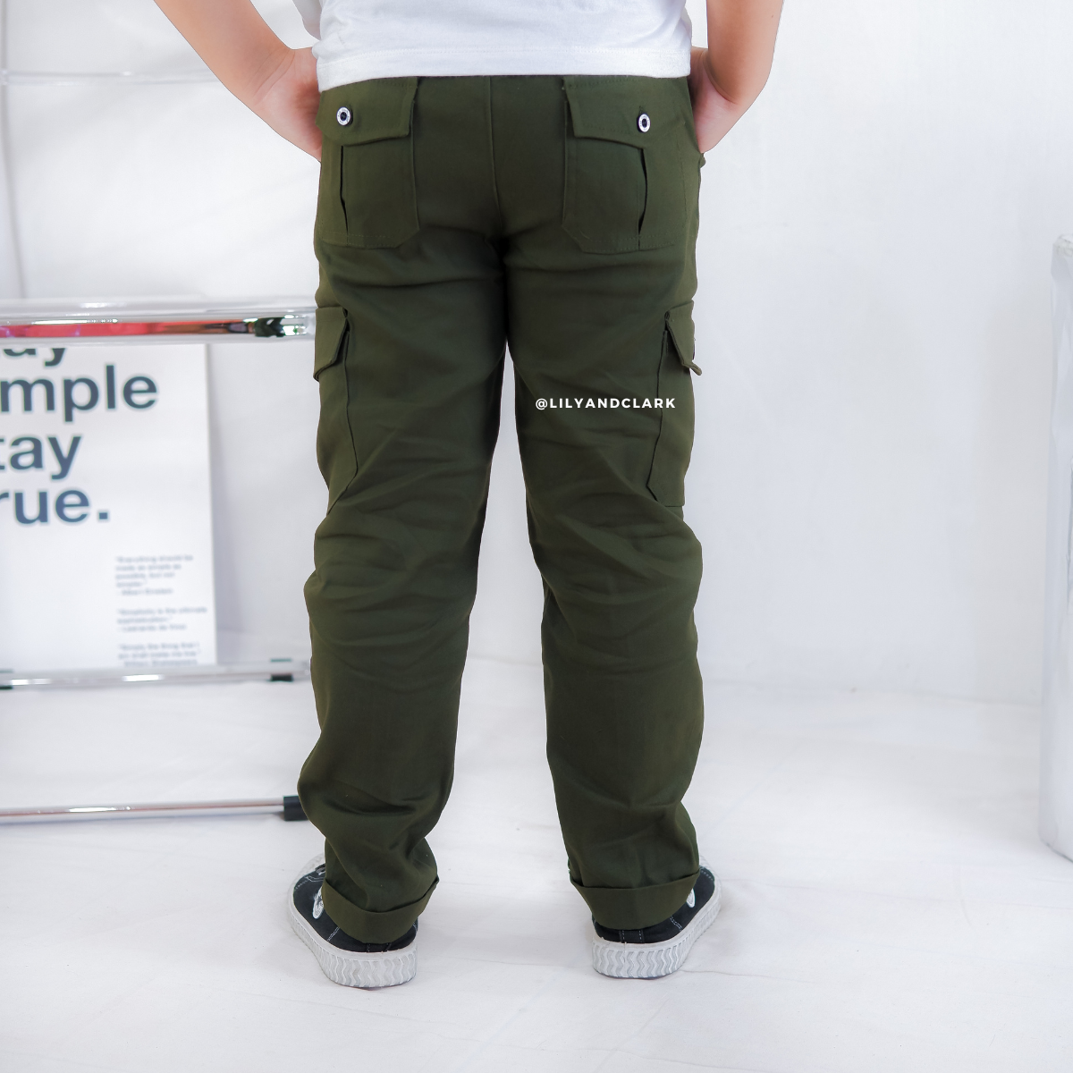 LILY AND CLARK Celana Chino Cargo Anak CG03-ARMY
