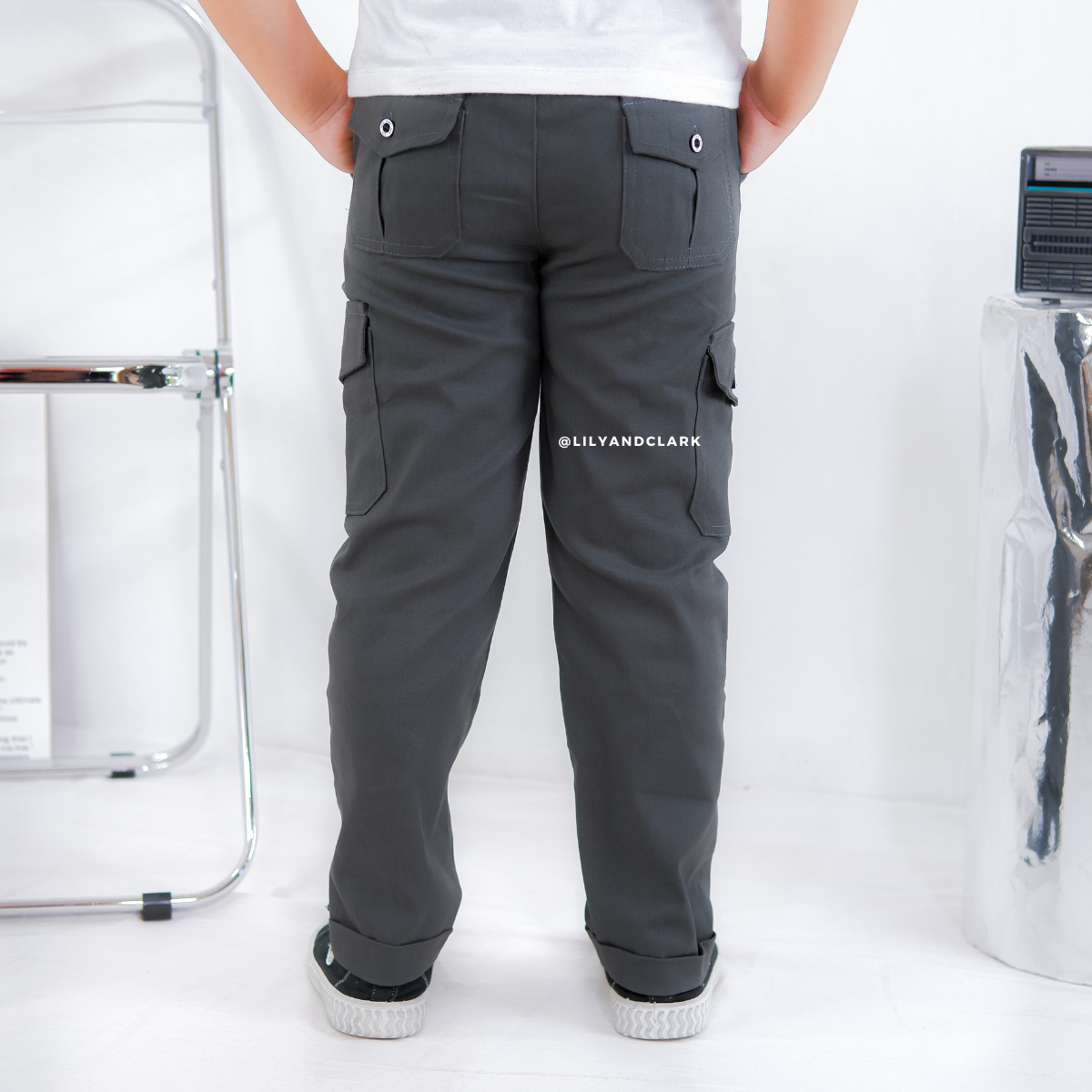 LILY AND CLARK Celana Chino Cargo Anak CG04-ABU