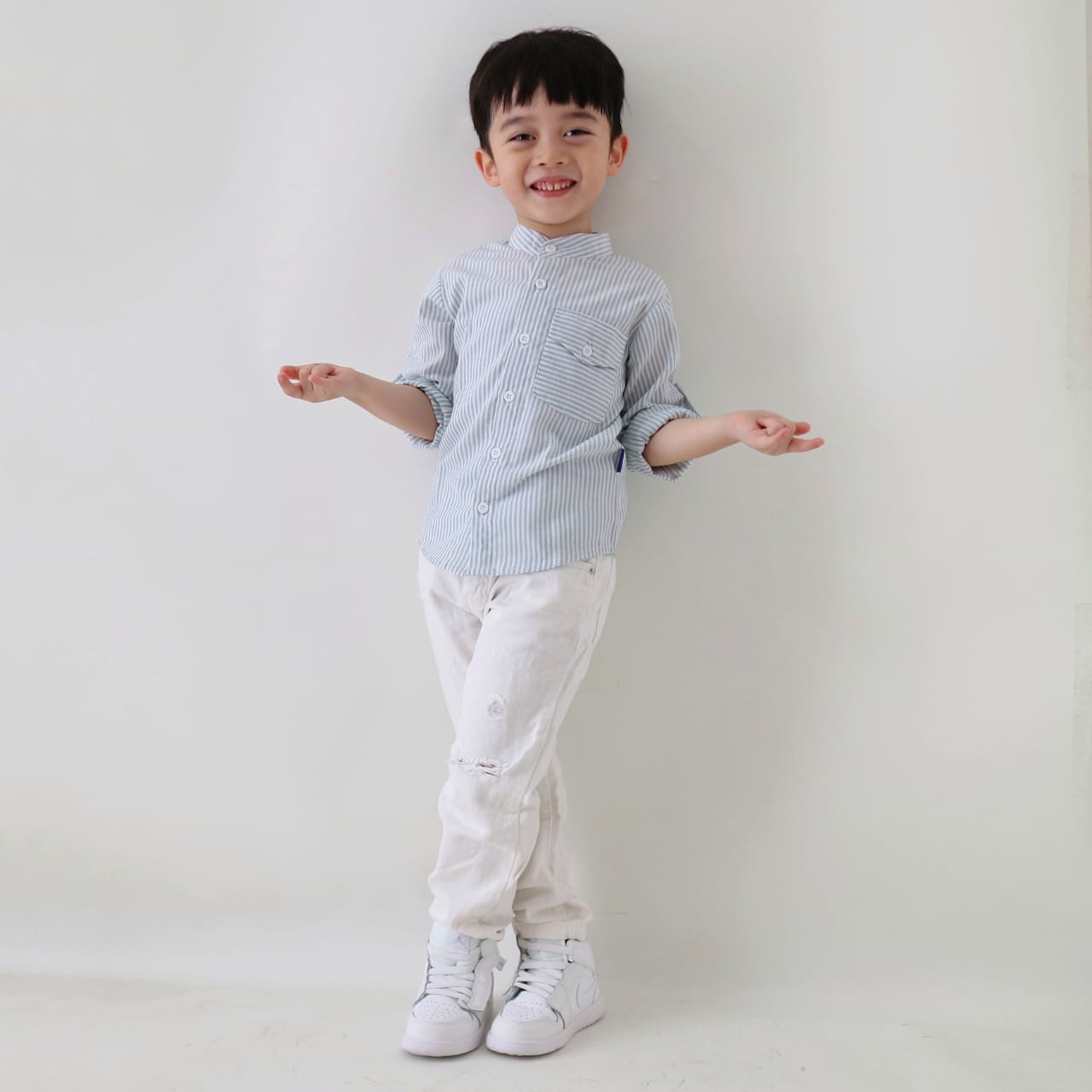 KEMEJA PANJANG ANAK SALUR KSP02 SAGE