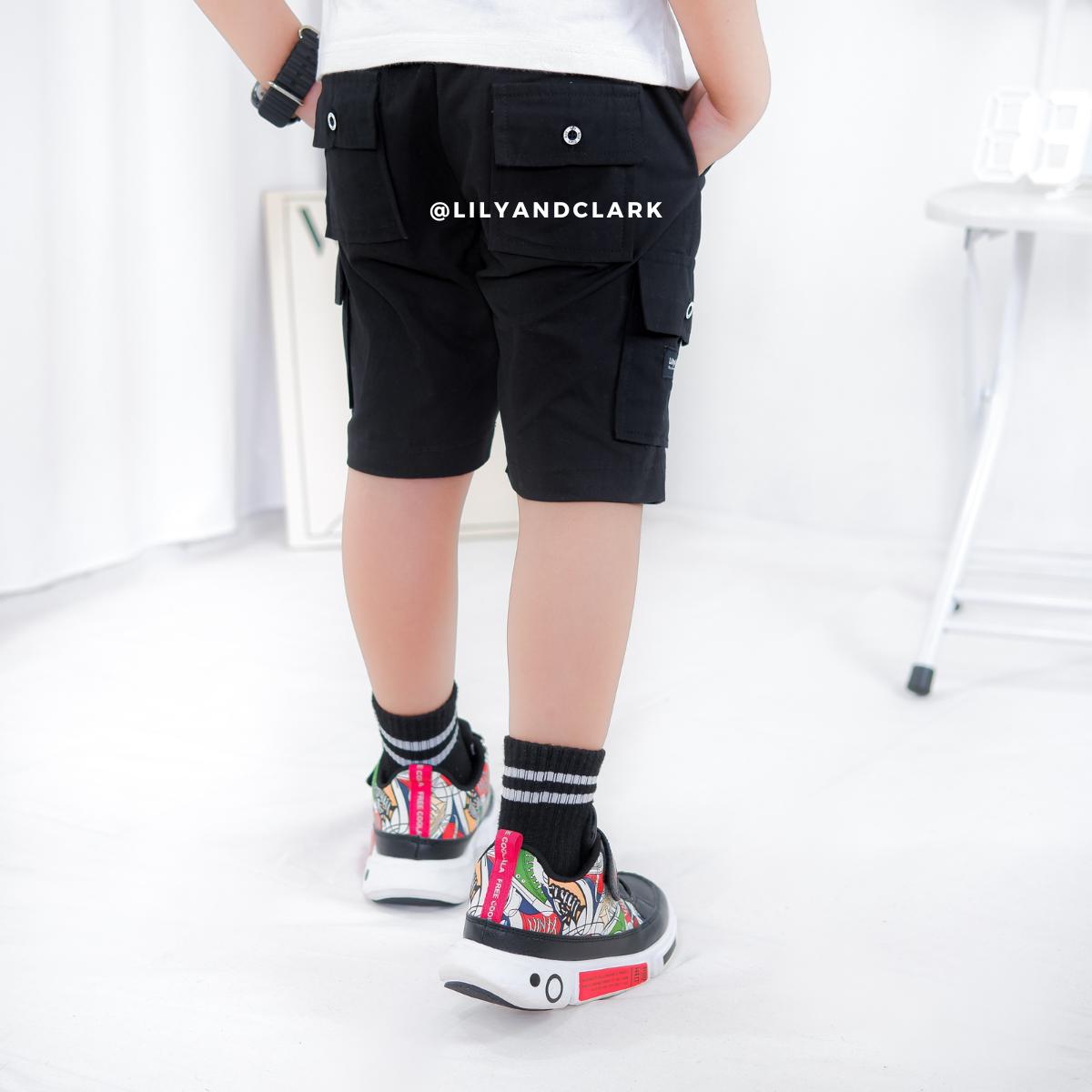 Celana Cargo Pendek Anak Hitam - CAP03