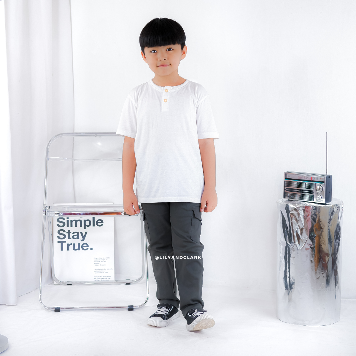LILY AND CLARK Celana Chino Cargo Anak CG04-ABU