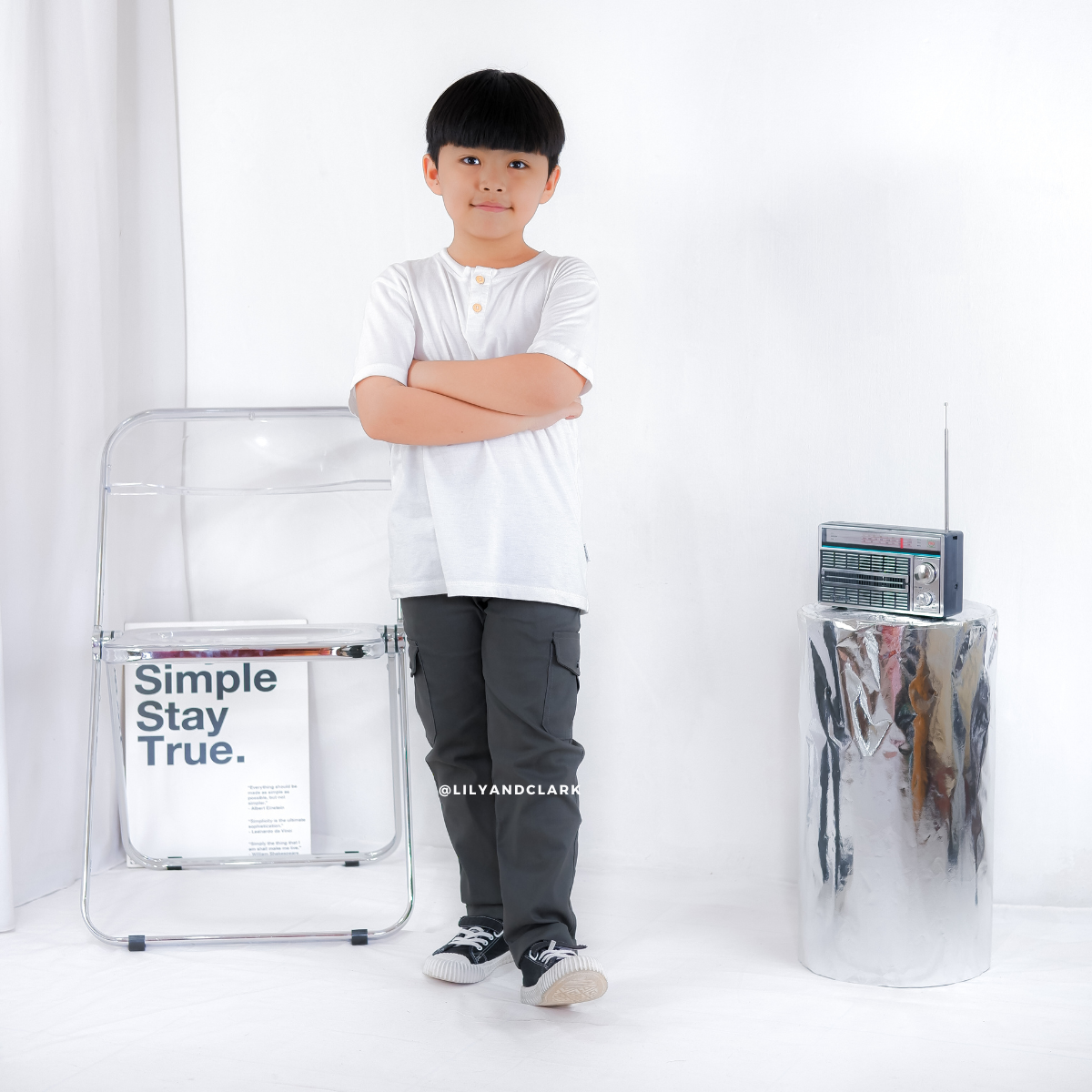 LILY AND CLARK Celana Chino Cargo Anak CG04-ABU