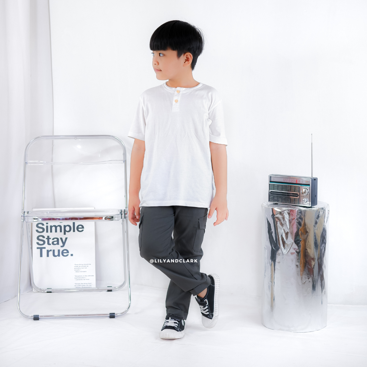 LILY AND CLARK Celana Chino Cargo Anak CG04-ABU