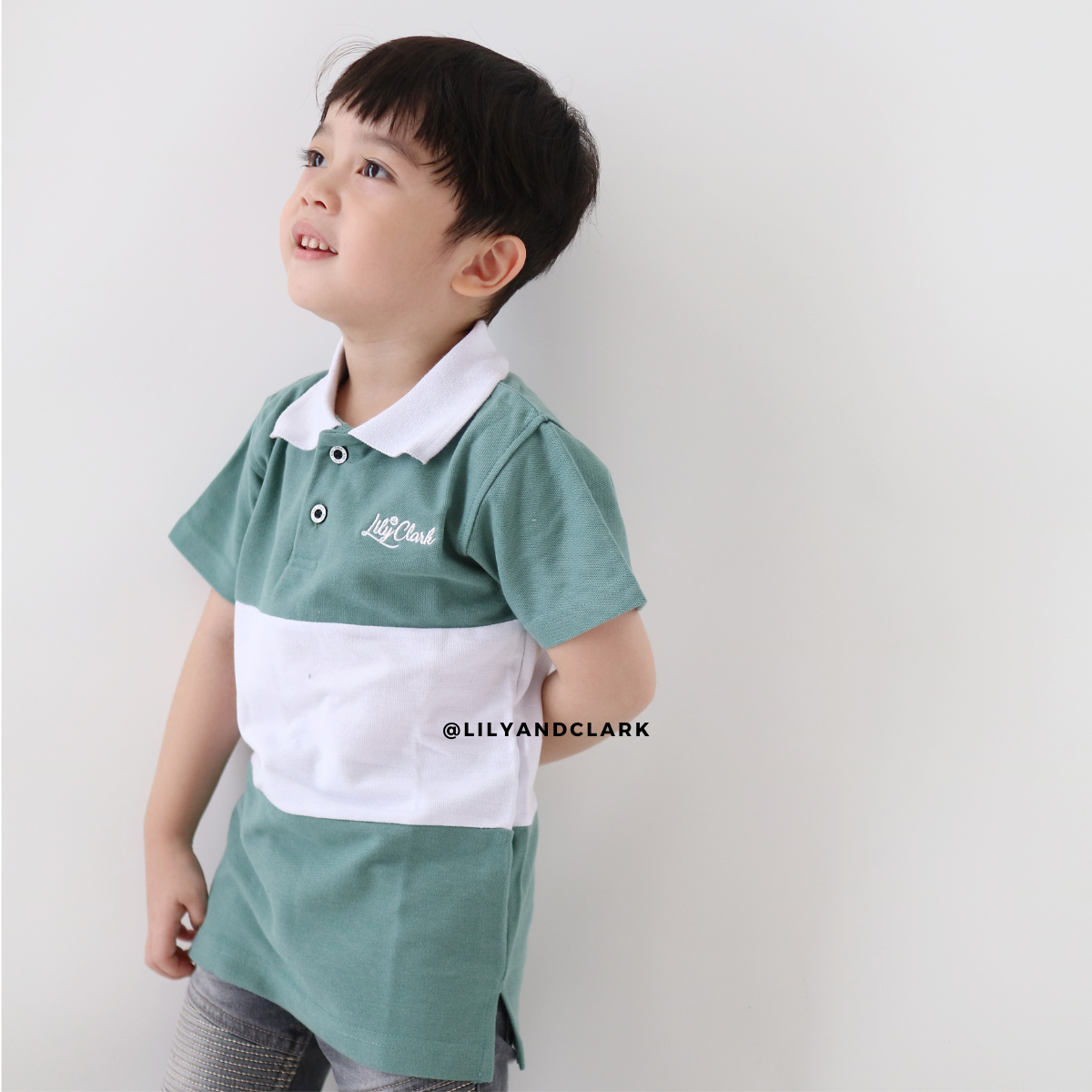 Lily And Clark Kaos Polo Anak Laki-Laki Warna Sage kombinasi KK05