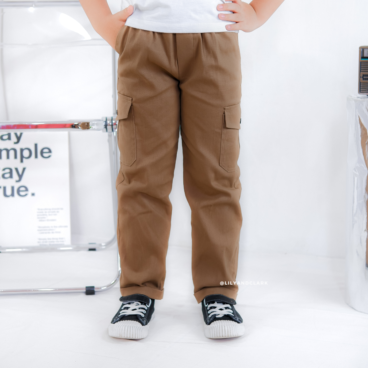 LILY AND CLARK Celana Chino Cargo Anak CG01-KHAKI