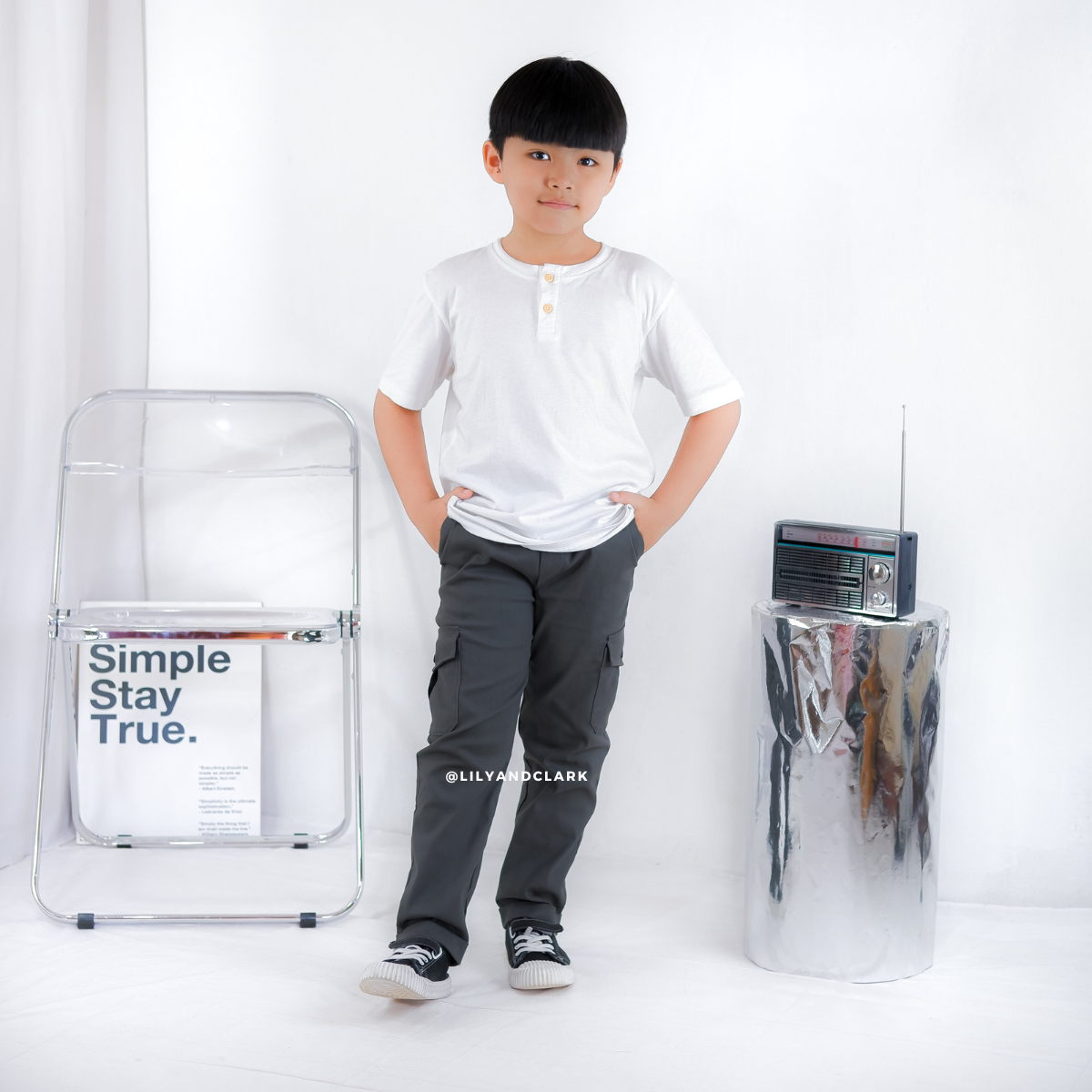 LILY AND CLARK Celana Chino Cargo Anak CG04-ABU
