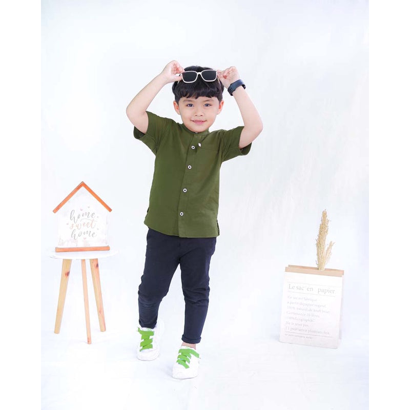 KEMEJA PENDEK ANAK LINEN KL03