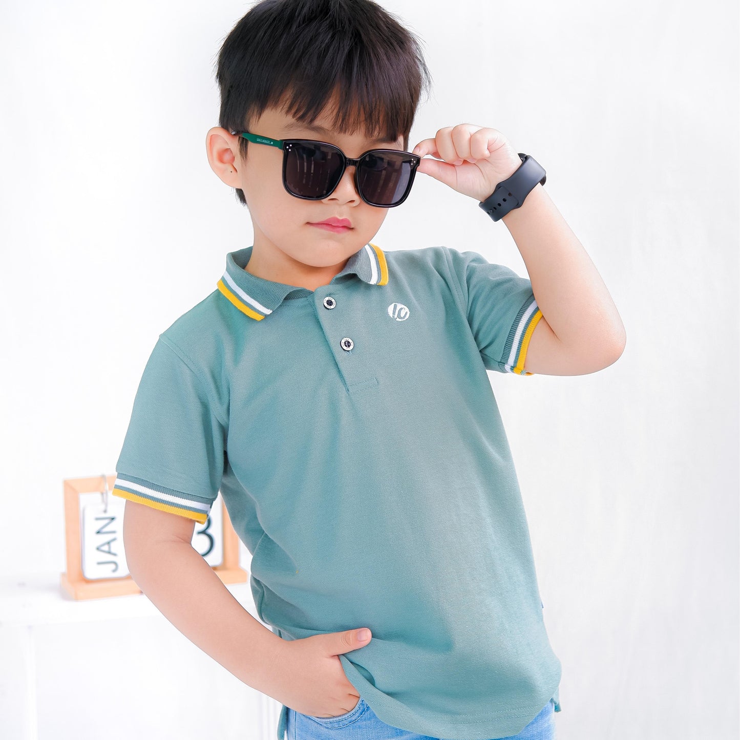 Lily And Clark Kaos Polo Anak Laki-Laki Warna Sage KK02