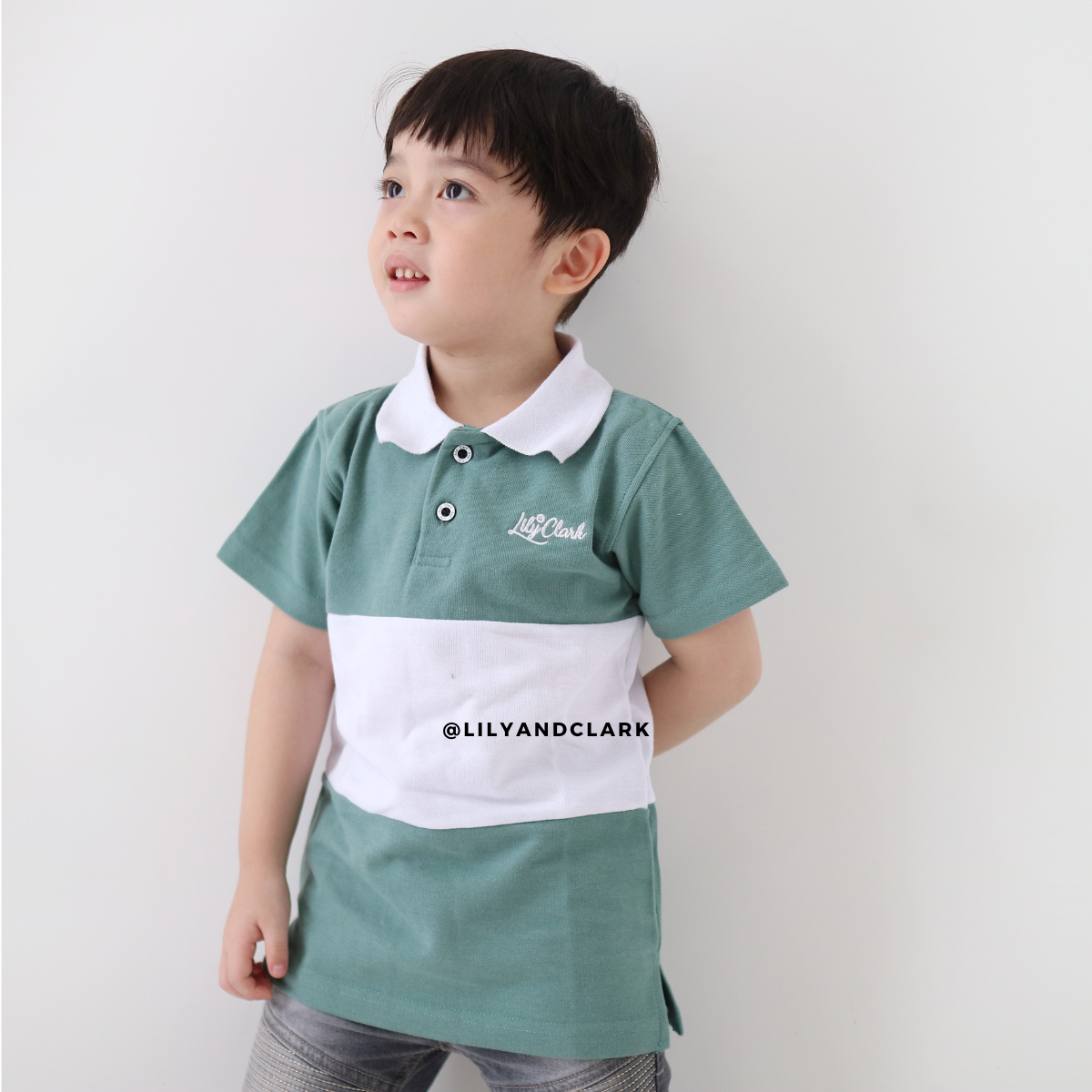 Lily And Clark Kaos Polo Anak Laki-Laki Warna Sage kombinasi KK05