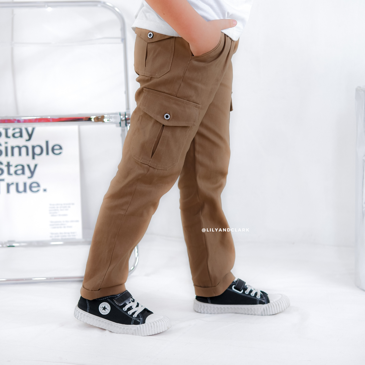 LILY AND CLARK Celana Chino Cargo Anak CG01-KHAKI