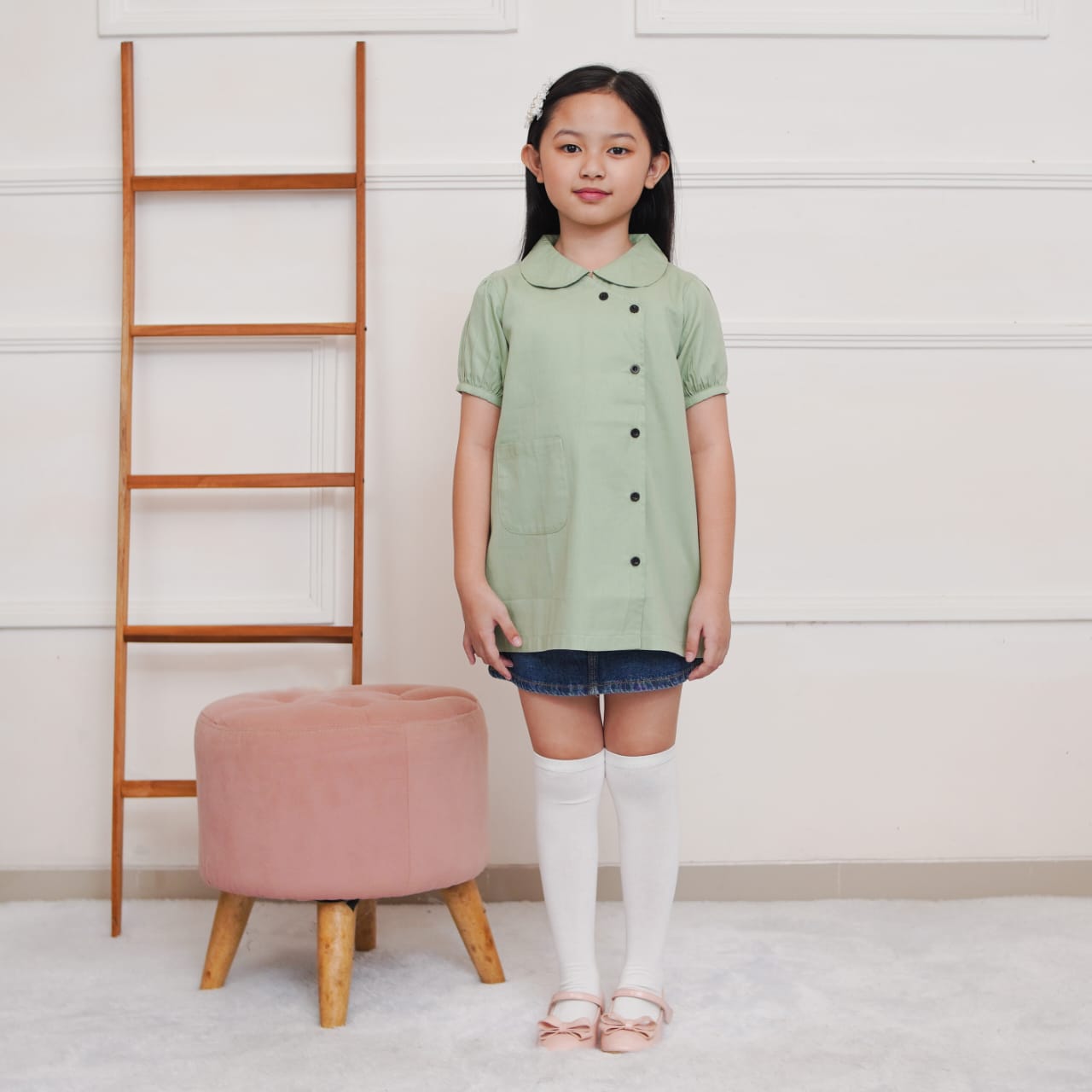DRESS ANAK KATUN TWILL DCL02 SAGE
