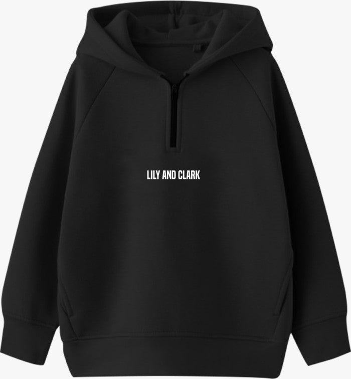 Lily And Clark Hoodie Half Zip Anak Warna Hitam - HHZ02