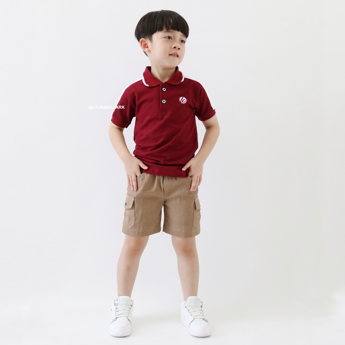 Lily And Clark Kaos Polo Anak Warna Maroon List - KK18-MAROON
