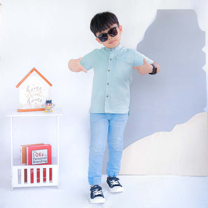 KEMEJA PENDEK ANAK LINEN KL07