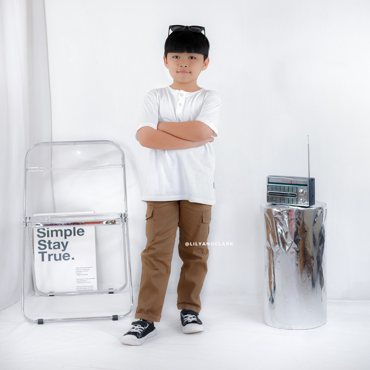 LILY AND CLARK Celana Chino Cargo Anak CG01-KHAKI