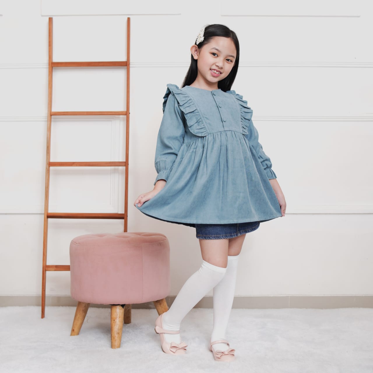DRESS ANAK CORDUROY DC02 TURKISH BLUE