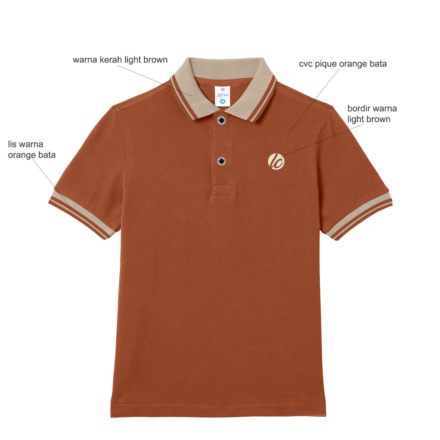 LILY AND CLARK Kaos Kerah Anak Laki-Laki warna Teracotta KK14