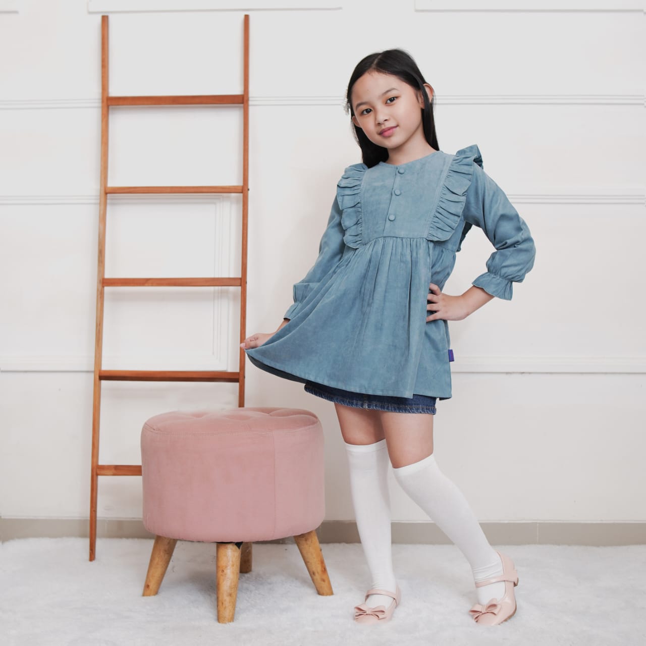 DRESS ANAK CORDUROY DC02 TURKISH BLUE