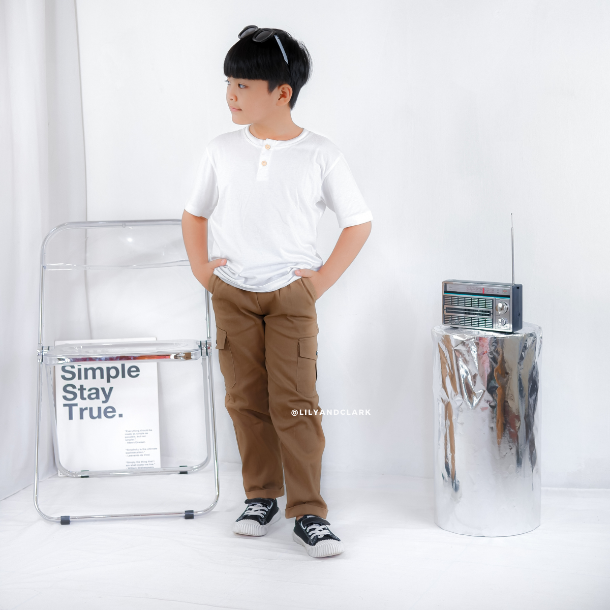 LILY AND CLARK Celana Chino Cargo Anak CG01-KHAKI
