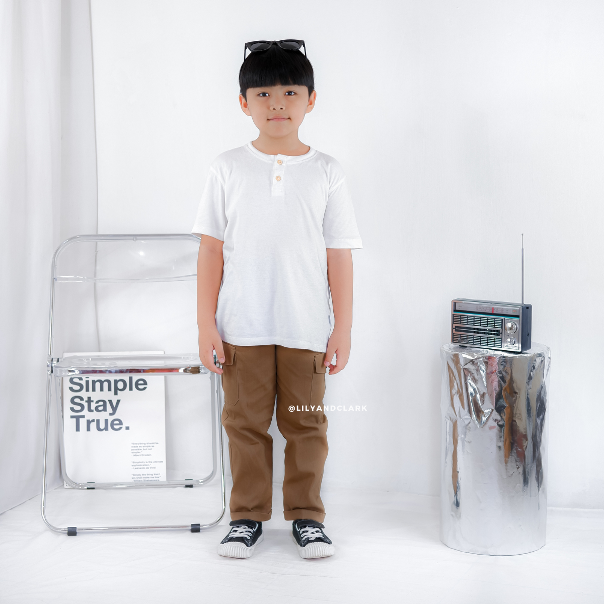 LILY AND CLARK Celana Chino Cargo Anak CG01-KHAKI