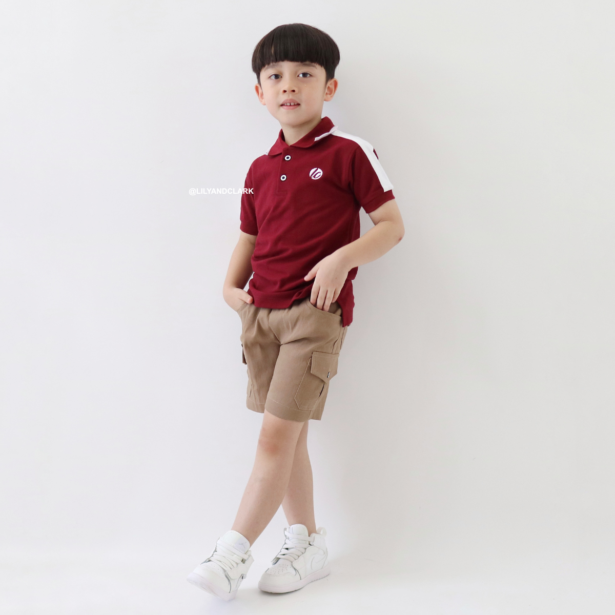 Lily And Clark Kaos Polo Anak Warna Maroon List - KK18-MAROON