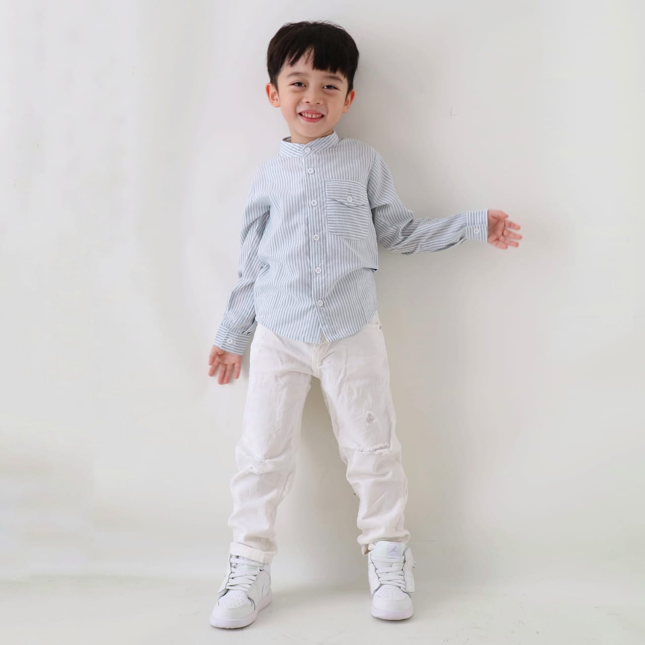 KEMEJA PANJANG ANAK SALUR KSP02 SAGE