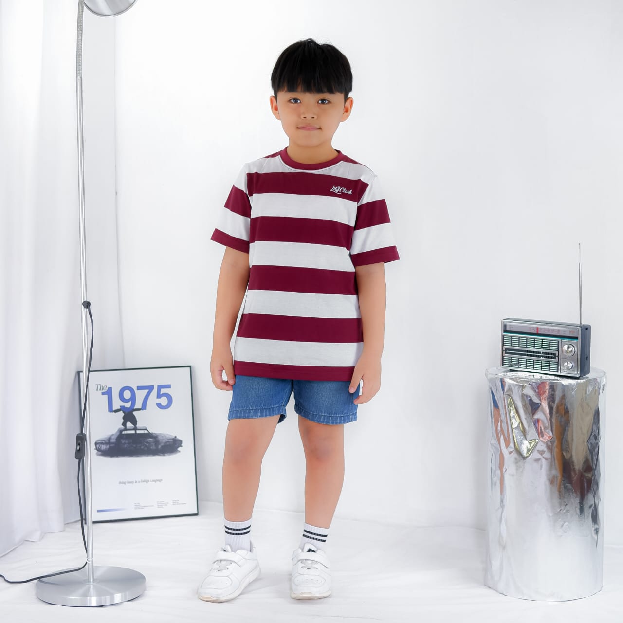KAOS ANAK KLC110 BURGUNDY PUTIH