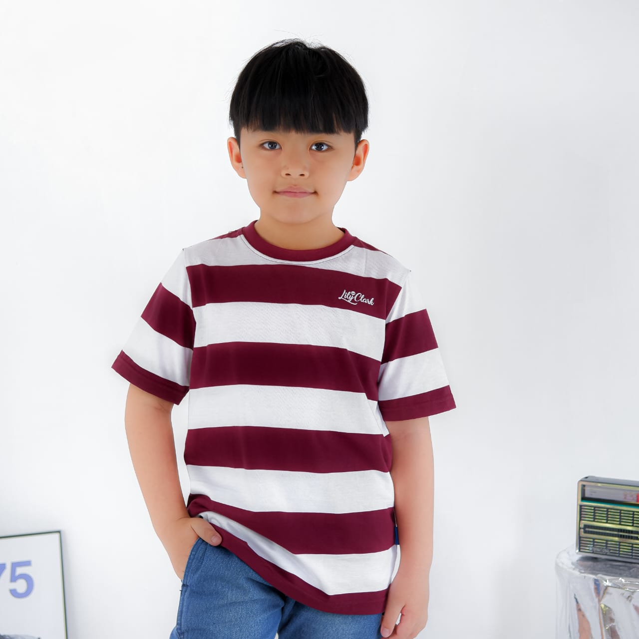 KAOS ANAK KLC110 BURGUNDY PUTIH