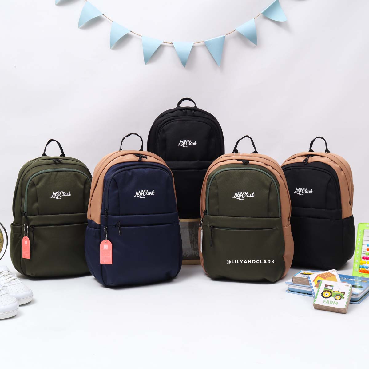 LILY AND CLARK Tas Ransel Anak warna Army Combine ZIYA-03