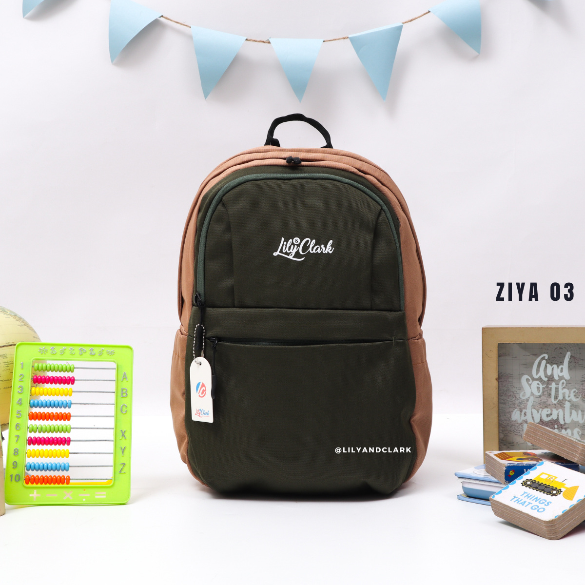 LILY AND CLARK Tas Ransel Anak warna Army Combine ZIYA-03