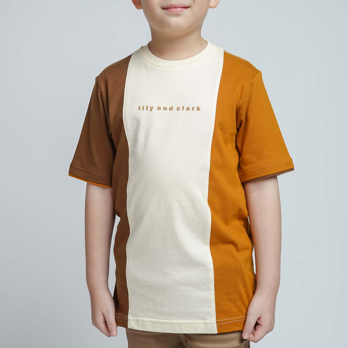 LILY AND CLARK Kaos Anak kombinasi Cream, Dark Mustard, dan Toffe KLC118