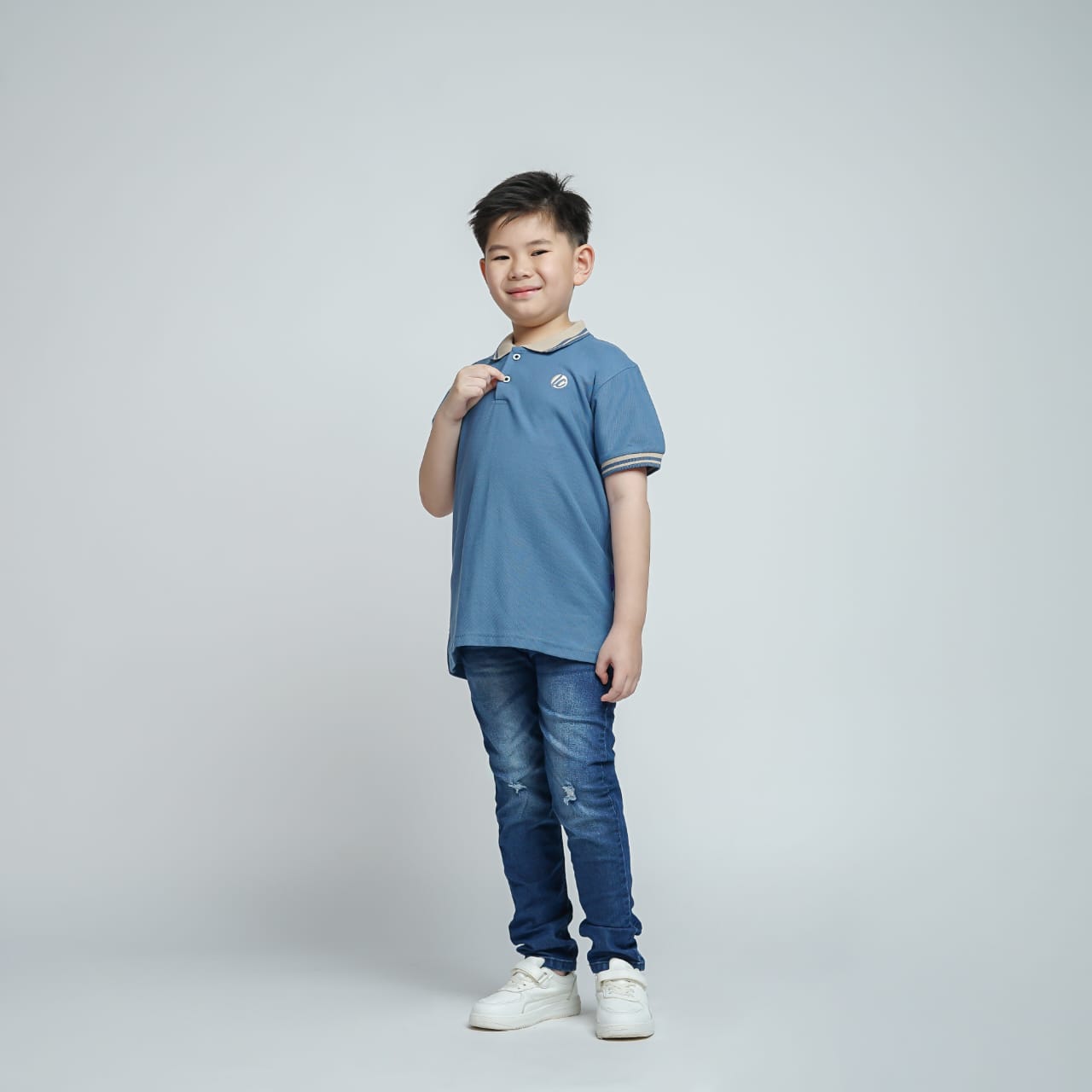 LILY AND CLARK Kaos Kerah Anak warna Steal Blue KK13