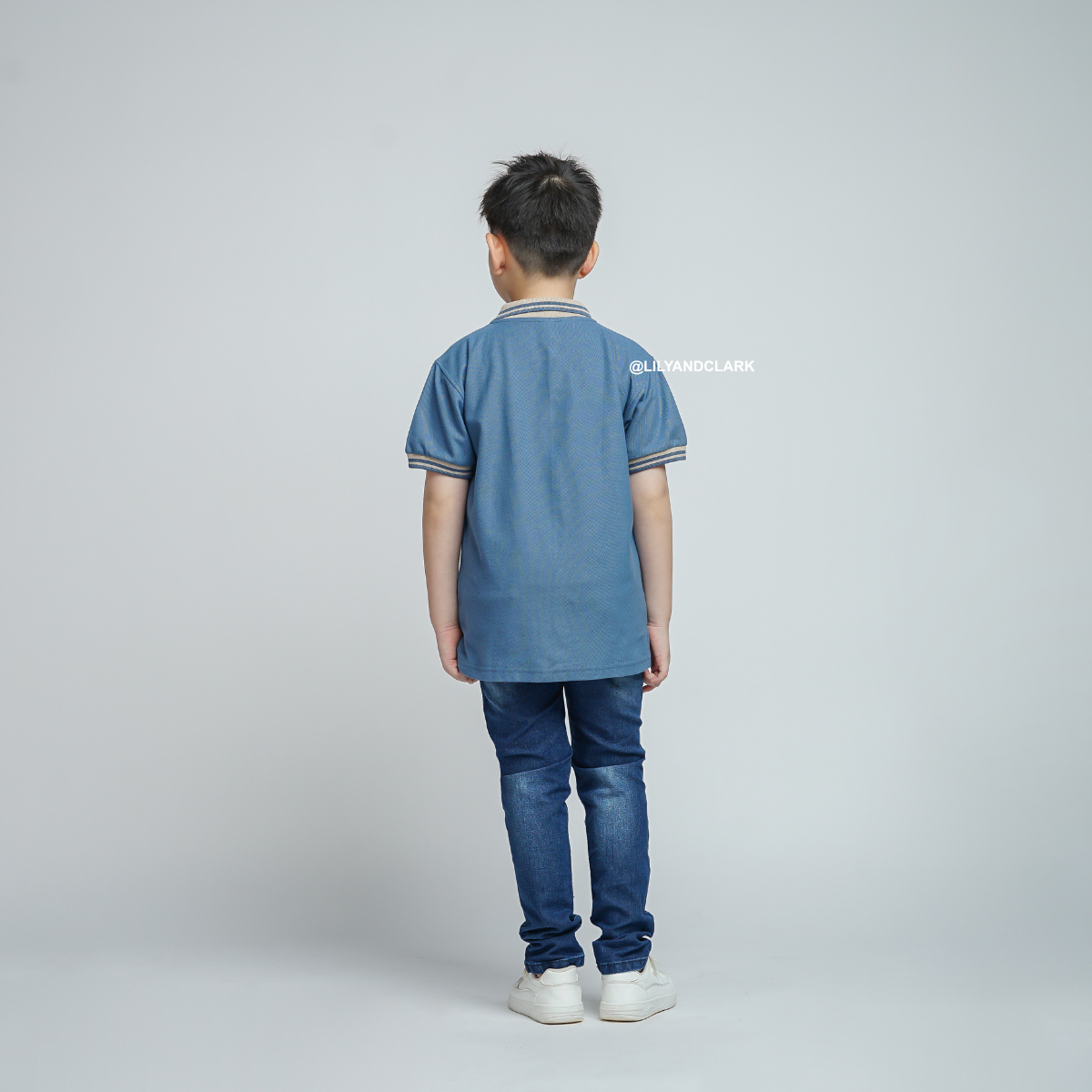 LILY AND CLARK Kaos Kerah Anak warna Steal Blue KK13