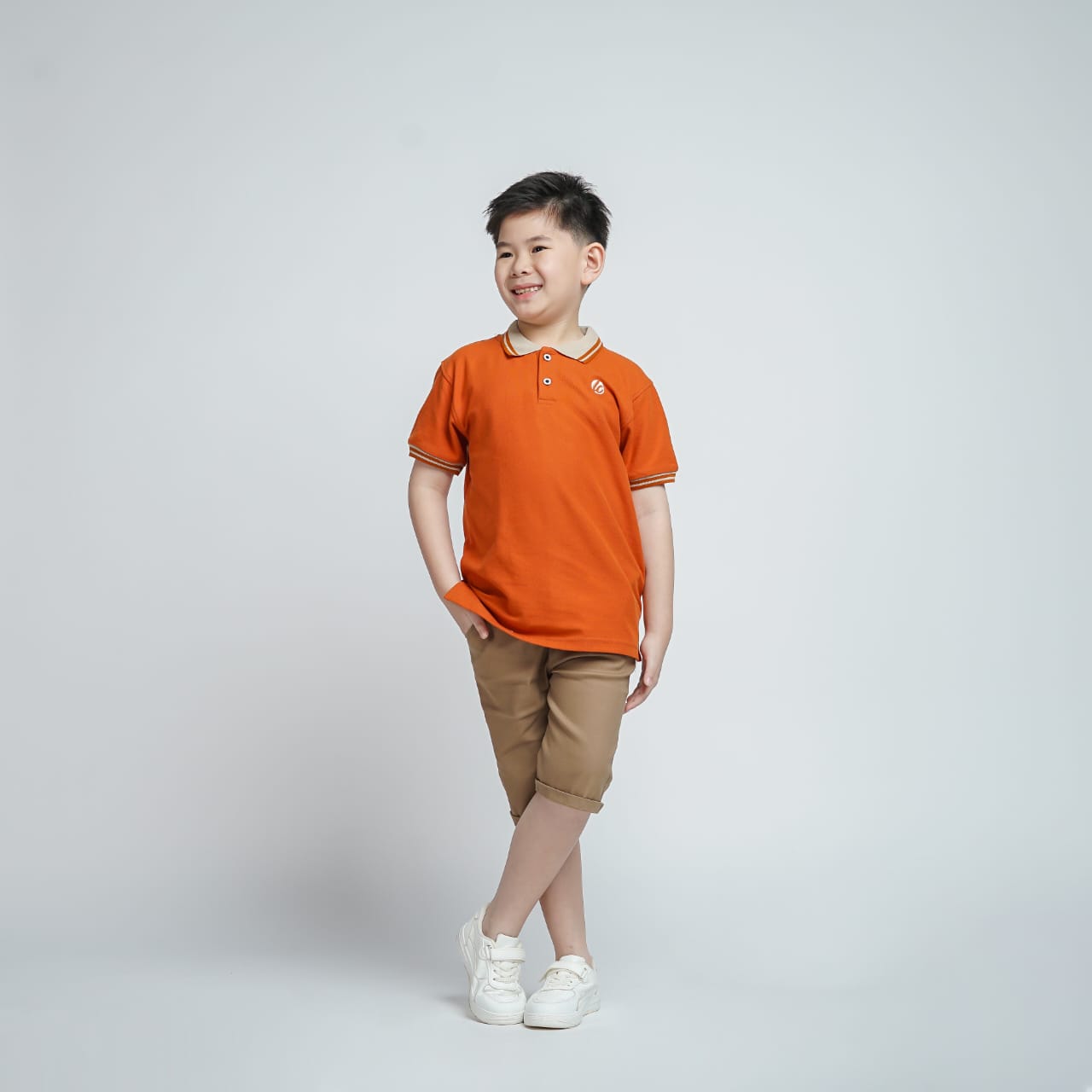 LILY AND CLARK Kaos Kerah Anak Laki-Laki warna Teracotta KK14
