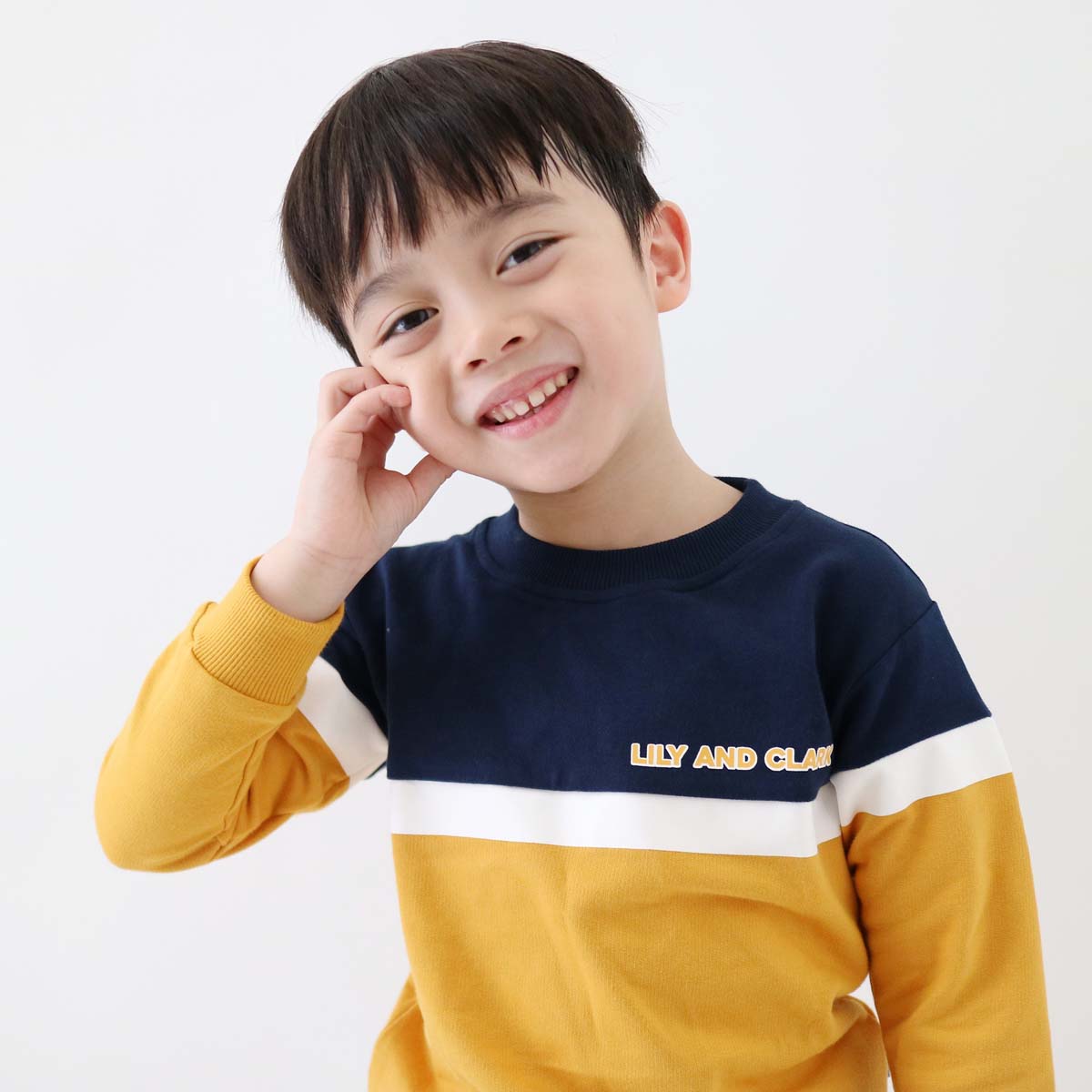LILY AND CLARK Sweater Anak warna Navy Kombinasi Mustard ST27